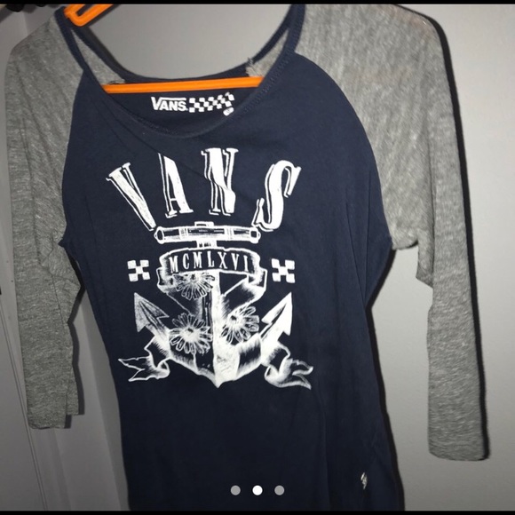 Navy Blue/ Gray VANS Baseball Tee - Picture 2 of 2